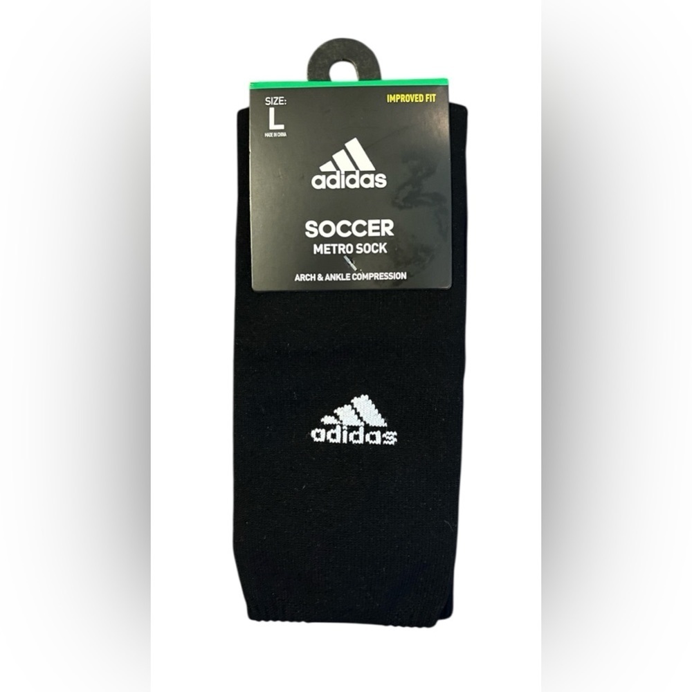 NWT Adidas Metro Soccer Black Socks Arch Ankle Compression Men’s Large